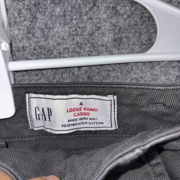 GAP Loose Khakie Cargo Pants Womens Size 4 Gray Wide Leg Regenerative cotton - Picture 3 of 9